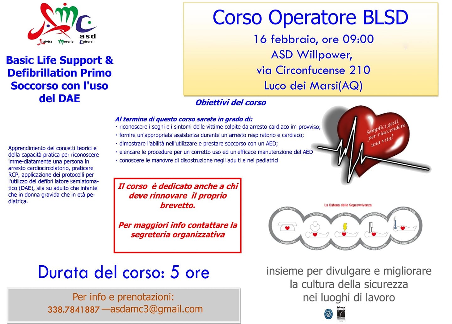 Corso operatore BLSD e defibrillatore Semi Automatico