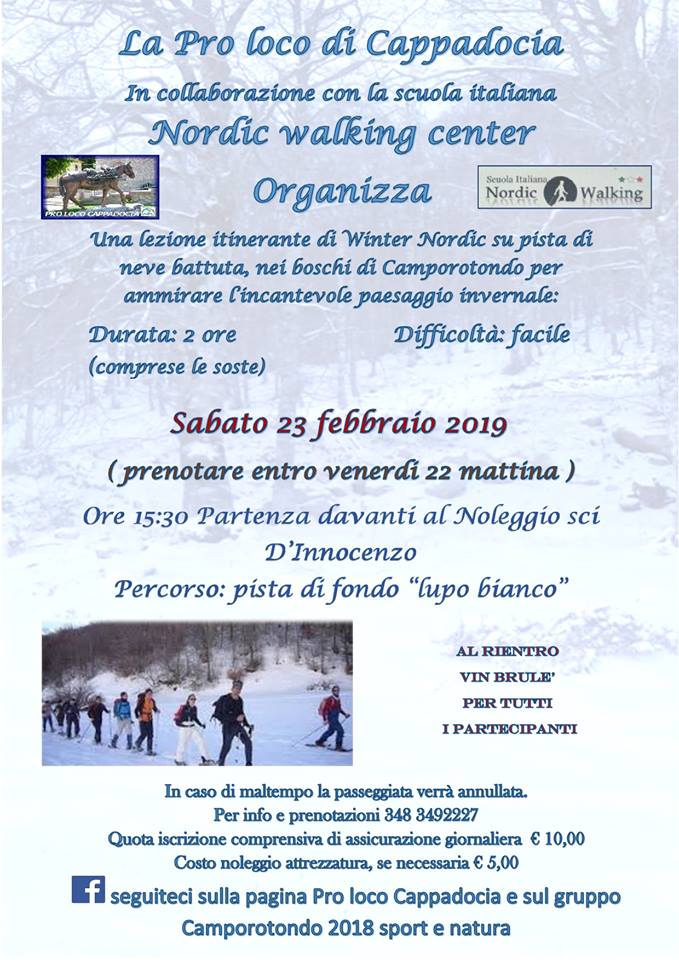 Lezione itinerante di Winter Nordic su pista di neve battuta a Camporotondo Lezione itinerante di Winter Nordic su pista di neve battuta a Camporotondo
