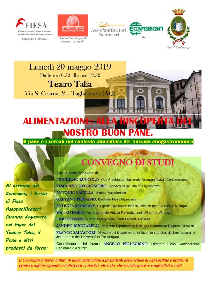 Convegno  sull'alimentazione: alla riscoperta del nostro buon pane a Tagliacozzo 