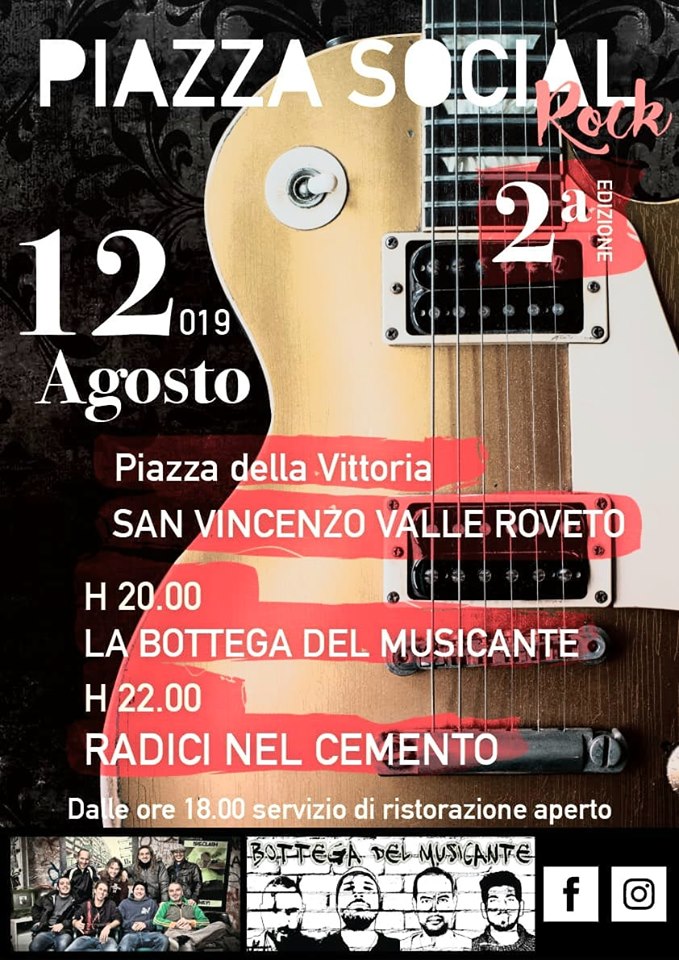 Concerto Rock dei gruppi 'La bottega del musicante' e 'radici nel cemento' a San Vincenzo