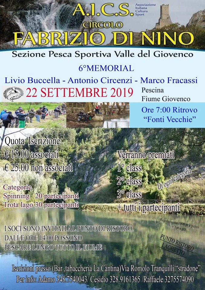 Sesta edizione  del Memorial Livio Buccella - Antoni Circenzi - Marco Fracassi - gara di pesca