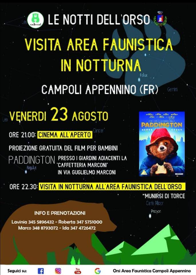 Notti dell'orso a Campoli Appennino 'Visita area faunistica in notturna'