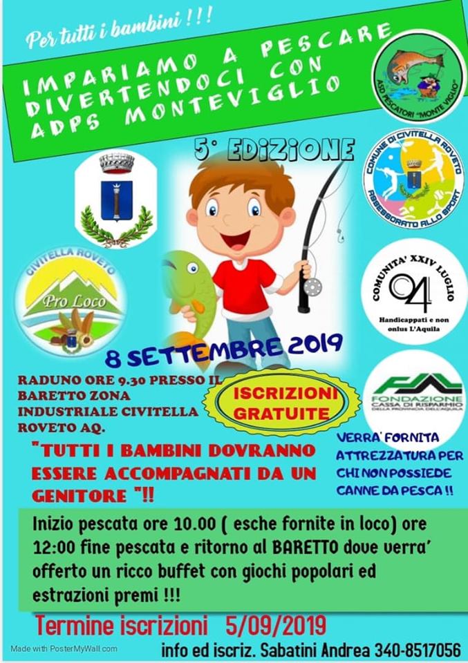 Evento 'Impariamo a Pescare divertendoci' a Civitella Roveto