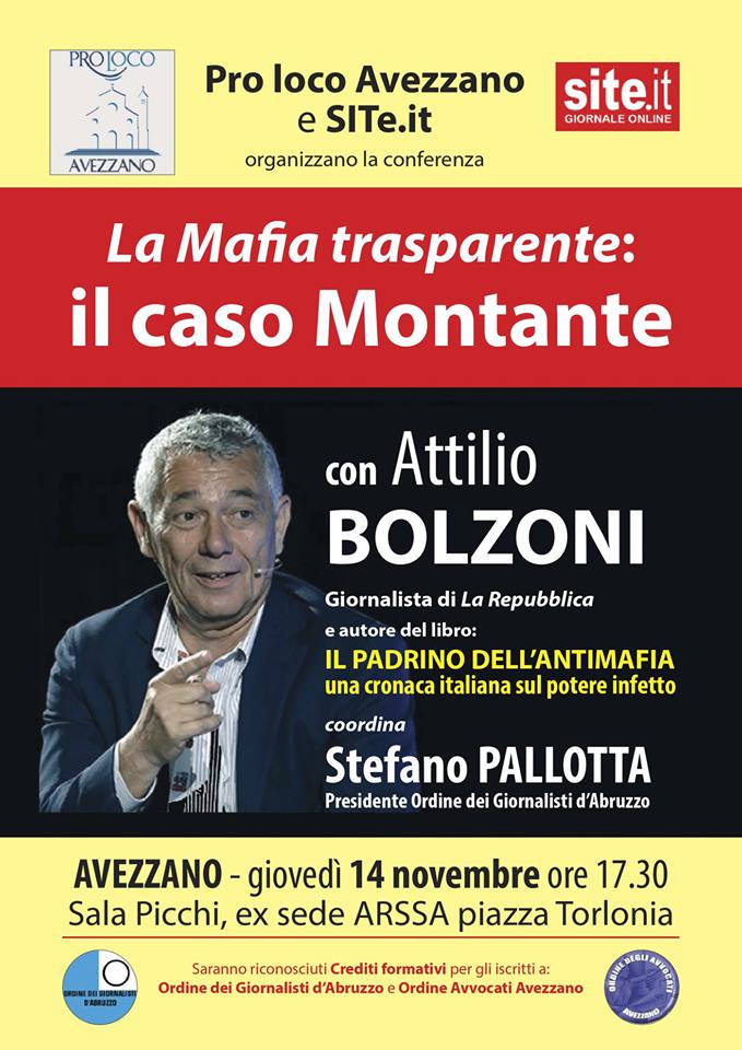 Conferenza 'La Mafia trasparente: il caso Montante' ad Avezzano