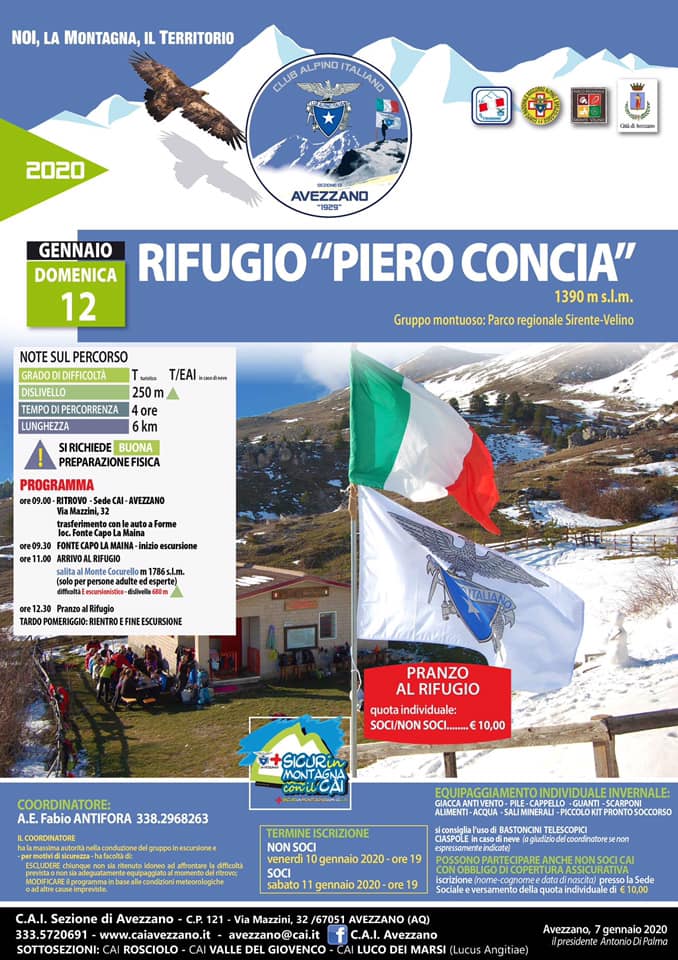 Escursione di inizio anno al rifugio 'Piero Concia' da parte del C.A.I. Avezzano