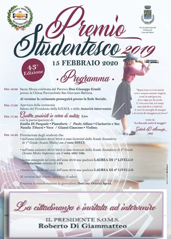 Premio Studentesco 2019 a Luco dei Marsi