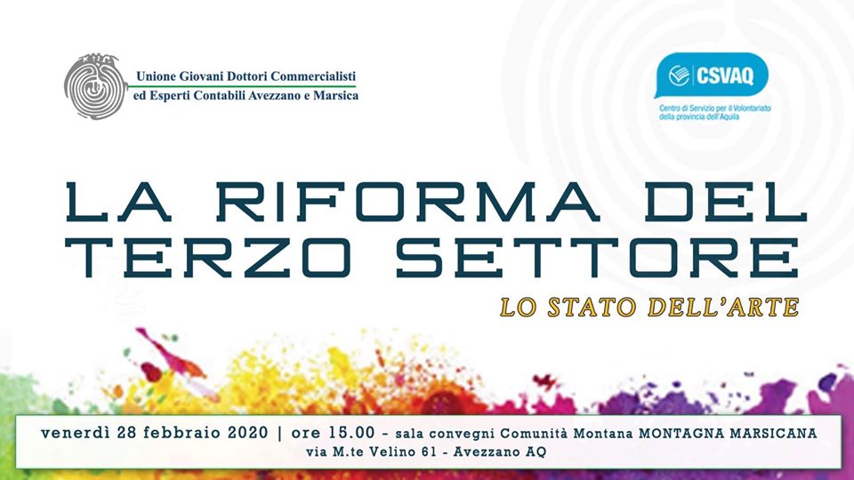 Convegno: La riforma del terzo settore  - lo stato dell'arte ad Avezzano